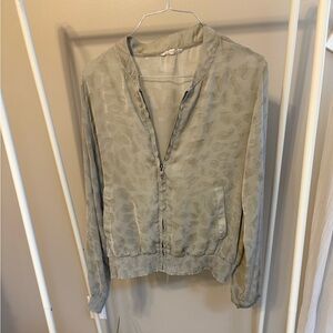 Light Olive Textured Bomber Jacket - Women